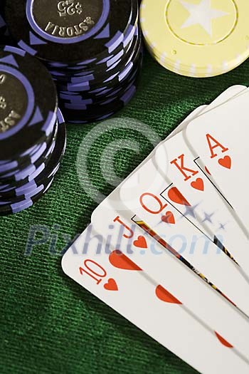 Playing cards and chips Playing cards and chips
