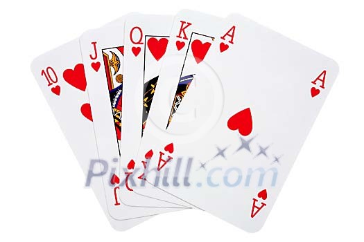 Strait flush on a white background Strait flush on a white background