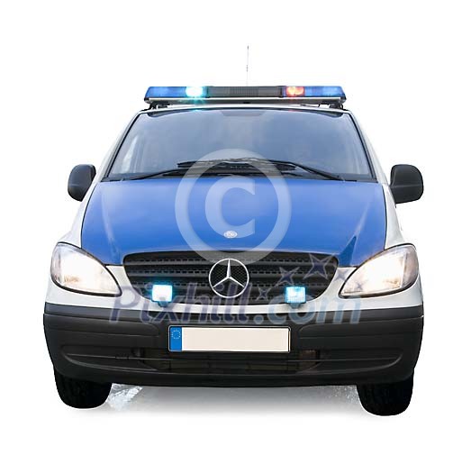 Front of the police car Front of the police car