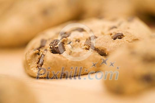 Closeup of a chocolade chip cookie Closeup of a chocolade chip cookie