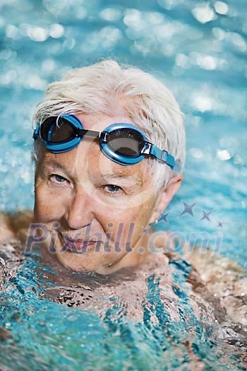 Older woman in the pool