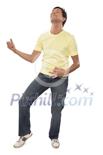 Man palying air guitar Man palying air guitar
