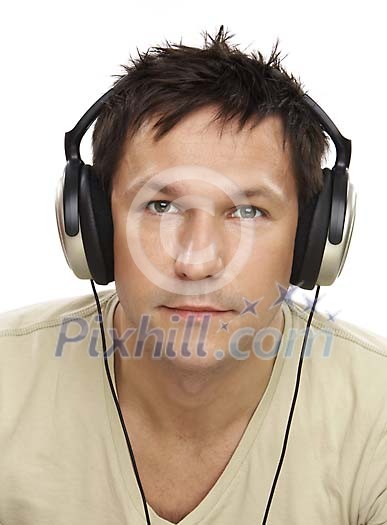 Man listening to the music Man listening to the music