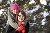 Mother and child outside on winter