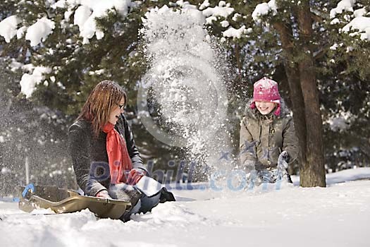 Mother and child enjoying winter Mother and child enjoying winter