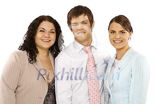 Man and two women smiling Man and two women smiling