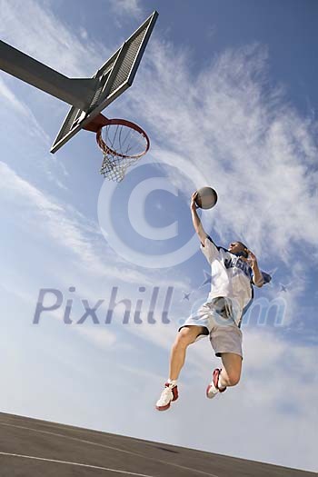 Boy playing basketball