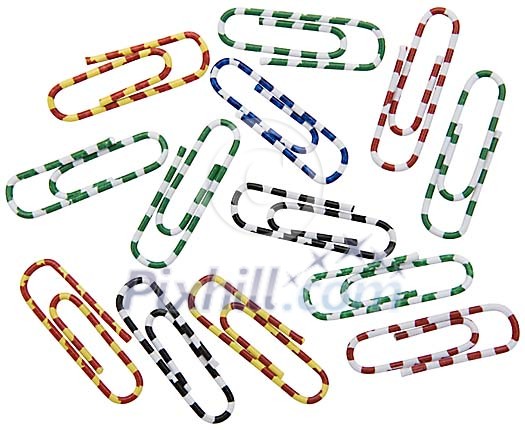Isolated striped paper clips Isolated striped paper clips