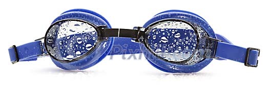 Isolated blue wet goggles