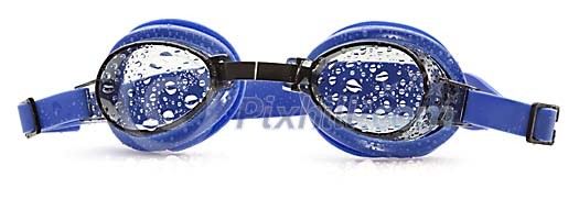Isolated blue wet goggles Isolated blue wet goggles