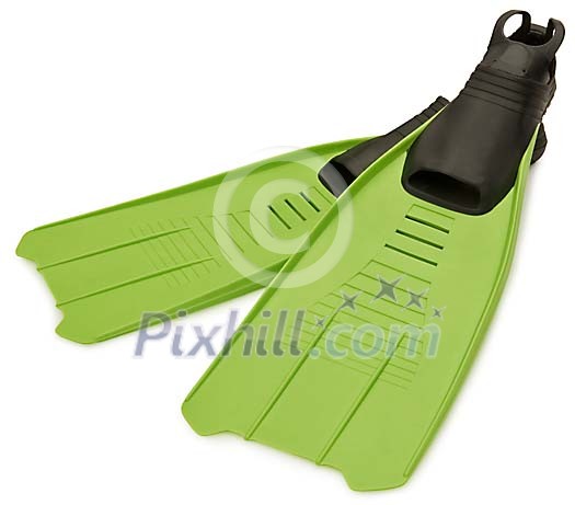 Isolated green flippers Isolated green flippers