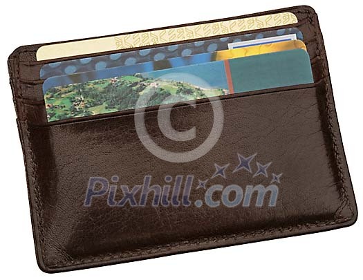 Isolated card pocket with cards Isolated card pocket with cards