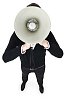 Isolated man with megaphone