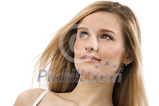 Teenage girl looking up Teenage girl looking up
