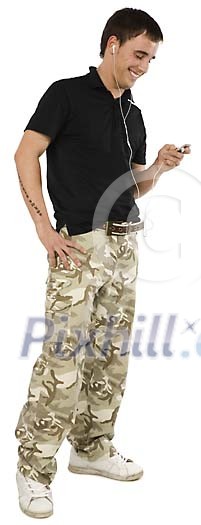 Isolated boy listening to music