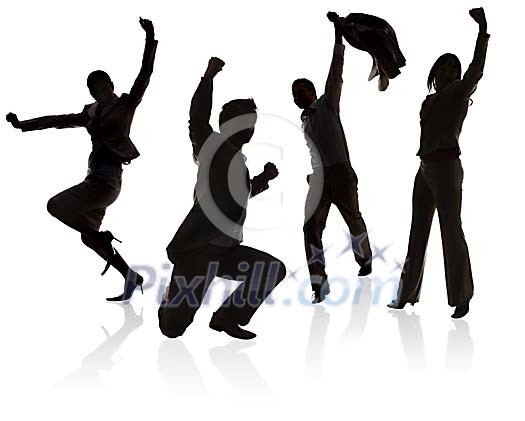 Isolated shadow people jumping Isolated shadow people jumping