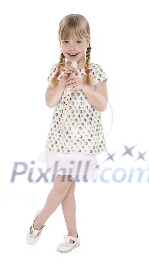 Isolated girl with a fluit Isolated girl with a fluit