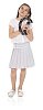 Isolated girl standing with a tambourine