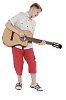Isolated boy playing guitar