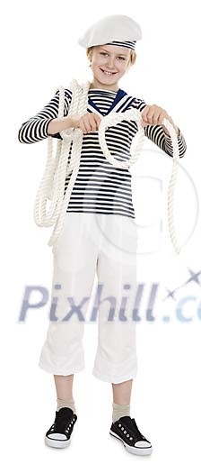 Isolated boy dressed as a sailor Isolated boy dressed as a sailor