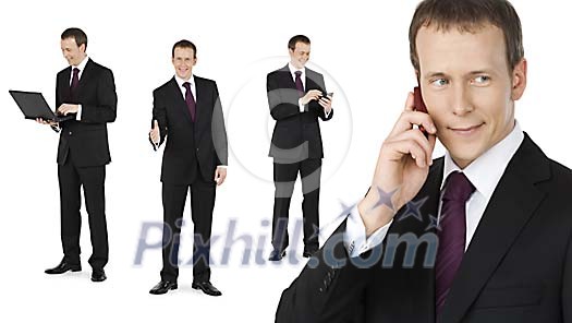 Businessman in many positions Businessman in many positions