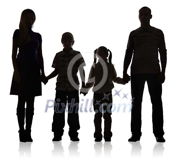 Isolated shadow family of four Isolated shadow family of four
