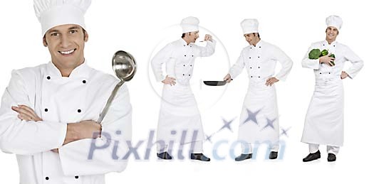 Isolated men dressed as chefs Isolated men dressed as chefs