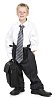 Isolated boy wearing a suit too big for him