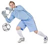 Isolated footballer blocking ball