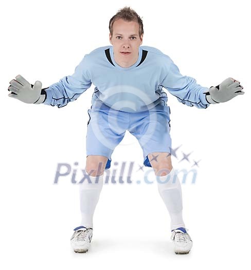 Isolated footballer ready to catch the ball Isolated footballer ready to catch the ball