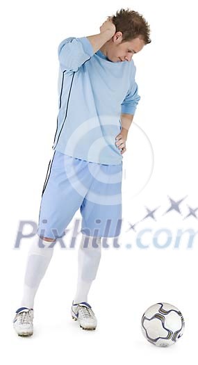 Isolated footballer with a ball Isolated footballer with a ball