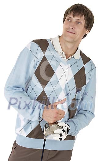 Isolated man with golf club Isolated man with golf club