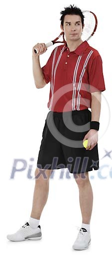Isolated male tennis player