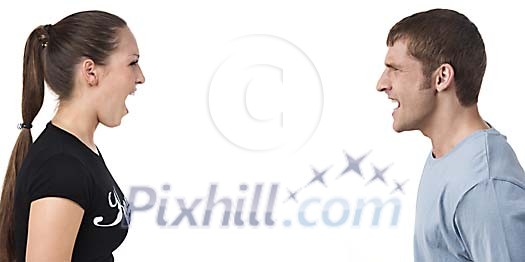 Isolated couple yelling at eachother Isolated couple yelling at eachother