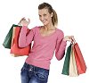 Isolated female looking happy with her shopping bags