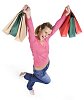 Isolated woman celebrating with her shopping bags