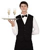 Isolated male waiter holding a tray with glasses