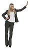 Isolated businesswoman leaning to the wall