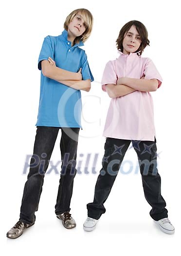 Isolated two teenage boys Isolated two teenage boys