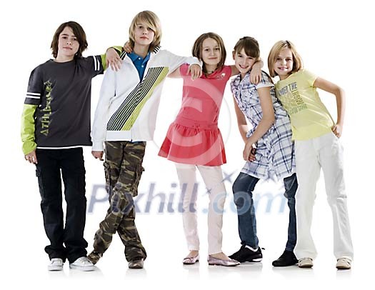 Isolated group of teenagers Isolated group of teenagers