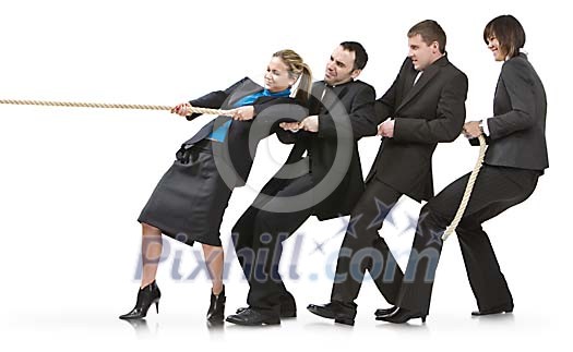 Business team pulling a rope