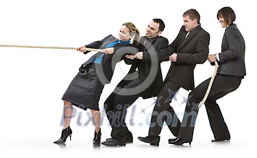Business team pulling a rope Business team pulling a rope
