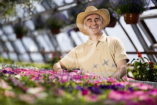 Older man working as a gardener