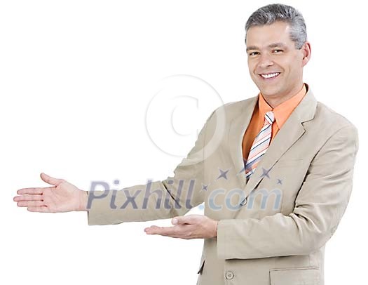 Businessman representing something Businessman representing something
