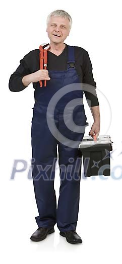 Isolated man with a toolbox Isolated man with a toolbox