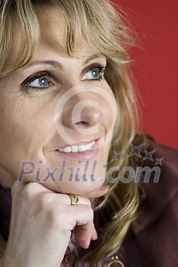 Middle aged woman smiling Middle aged woman smiling