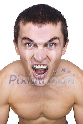 Isolated male shouting Isolated male shouting