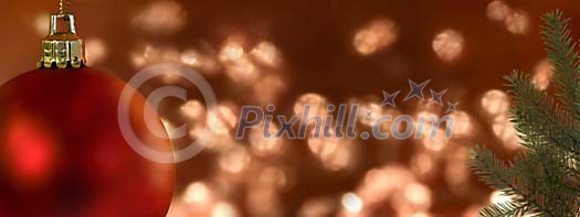 Red christmas ball on a glittering background Red christmas ball on a glittering background