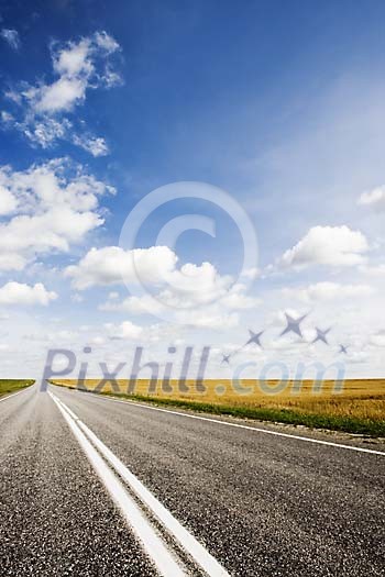 Empty asphalt road to distance Empty asphalt road to distance