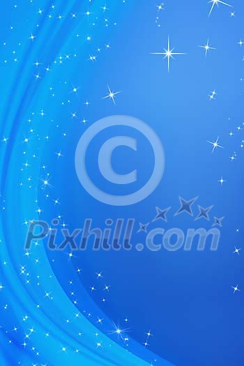 Digitally generated stars on an abstract blue background